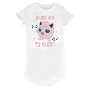 Pokemon Womens/Ladies Sing Me To Sleep T-Shirt Dress (XL) (White)