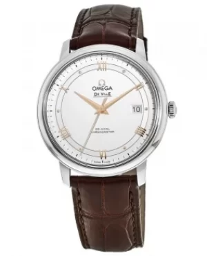 Omega De Ville Prestige Co-Axial 39.5mm Silver Dial Brown Leather Strap Mens Watch 424.13.40.20.02.002 424.13.40.20.02.002