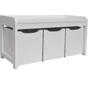 NEWTON - Hallway / Shoe / Toy / Bedroom Storage Bench with 3 Drawers - White - White