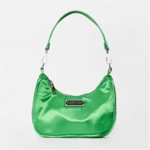 Missguided Branded Satin Shoulder Bag - Green