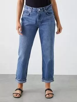 Dorothy Perkins Boyfriend Jeans - Mid Wash, Blue, Size 16, Women