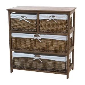 Charles Bentley Home Wide Storage Cabinet with Wicker Baskets - Natural
