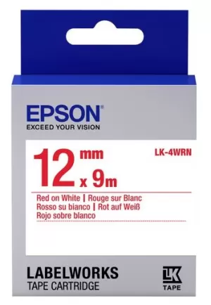 Epson LK-4WRN Red on White Labelling Tape 12mm x 9m