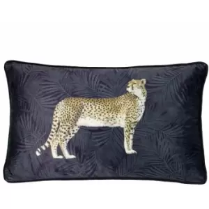 Cheetah Forest Cushion Cover (One Size) (Navy) - Navy - Paoletti