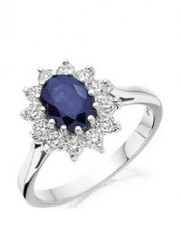 Beaverbrooks 9Ct White Gold Blue Cubic Zirconia Cluster Ring