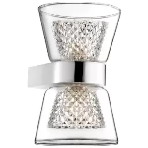 Elizabeth 2 Light Up & Down Wall Lamp Chrome Aluminium Clear Glass G9 Bulb Included - Merano