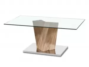 LPD Alpha Glass and Oak Coffee Table Flat Packed