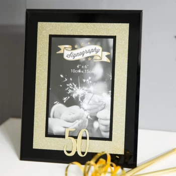 4" x 6" - Signography Gold Glitter Glass Frame - 50