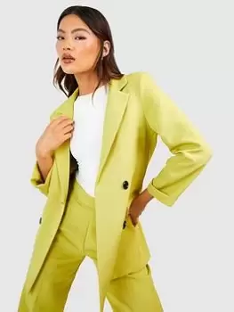 Boohoo Contrast Button Tailored Blazer - Lime, Green, Size 12, Women