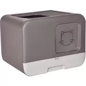 Cat Litter Box Portable Pet Toilet Enclosed Kitten Pan w/ Scoop, Purple - Pawhut