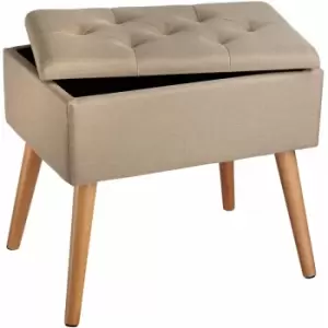 Tectake - Bench Ranya upholstered Linen look with storage space - 300kg capacity - stool, storage bench, shoe storage bench - sand - sand