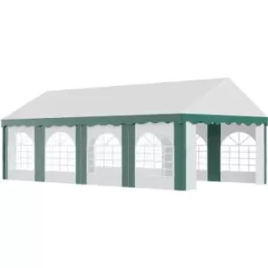 8 x 4m Marquee Gazebo, Party Tent with Sides and Double Doors - White and Green - Outsunny