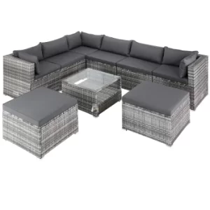 8 Seater Poly Rattan Corner Sofa Set Grey/Anthracite with Shelf