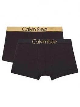 Calvin Klein Boys 2 Pack Gold Waistband Boxer - Black