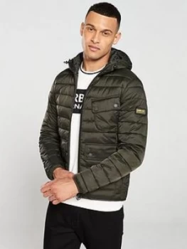 Barbour International Ouston Hooded Quilted Coat - Khaki