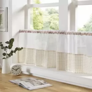 Gingham Ready Made Slot Top Voile Cafe Curtain Panel (59 x 18, Beige) - Multicoloured