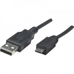 Manhattan USB 2.0 Cable [1x USB 2.0 connector A - 1x USB 2.0 connector Micro B] 1.80 m Black UL-approved