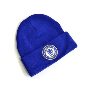 Chelsea Knitted Crest Turn Up Hat Royal Blue