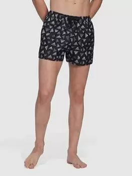 adidas Sportswear Logo Print Clx Swim Shorts Very Short Length, Black/White, Size L, Men