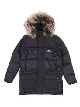 Barbour International Boys Redford Parka Quilt Coat - Black, Size Age: 10-11 Years