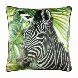 Jungle Zebra Cushion Green / 50 x 50cm / Polyester Filled