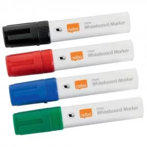 Nobo Glide Whiteboard Pens Large Chisel Tip 4 Pack Assorted