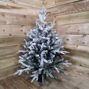 Premier Decorations Ltd - 90cm Flocked Lapland 3ft Mini Christmas Tree in Pot Snowy