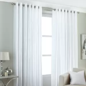 Riva Home Fiji Semi-Sheer Ringtop Eyelet Curtains (Pair) Polyester White (117X137Cm)