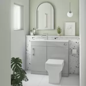 900mm Grey Cloakroom Toilet and Sink Unit with Chrome Fittings - Ashford