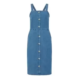 Yumi Blue Denim Pinafore Dress - Blue