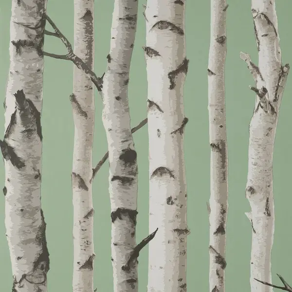 FINE DECOR Fine Decor - Birch Trees Sage Wallpaper Modern Contemporary Paste The Wall WL-FD43291