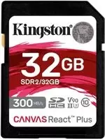 Kingston Canvas React Plus 32GB SDHC UHS-II 300R/260W U3 V90 for Full HD/4K/8K