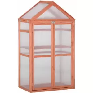 Outsunny - 80x47x138cm Wood Cold Frame Greenhouse for Plants PC Board Orange