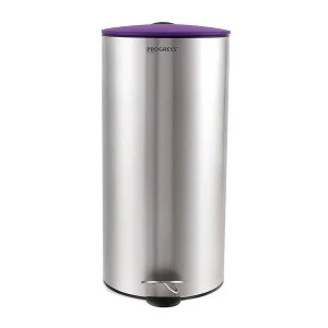 Progress BW05303P Stainless-Steel 30-Litre Pedal Bin with Soft-Closing Lid - Purple