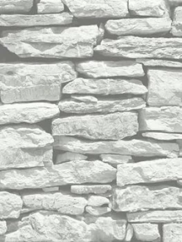 Arthouse Moroccan Stone Brick Wall Wallpaper - White