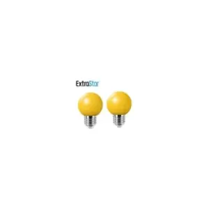4W Yellow LED Golf Ball Modern Coloured Light Bulb E27 (Pack of 2)