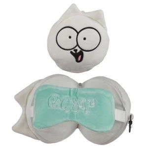 Relaxeazzz Plush Simon & Cat Round Travel Pillow & Eye Mask