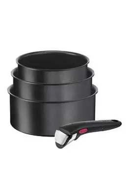 Tefal Ingenio Daily Chef (Black) 4Pc Saucepan Set (16/18/20Cm Saucepans + Bakelite Handle)