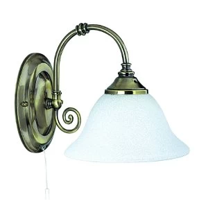 1 Light Indoor Wall Light Antique Brass with Scavo Glass Shades, E27
