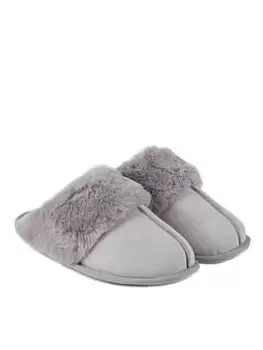 TOTES Real Suede Mule Slipper - Grey, Size 7, Women