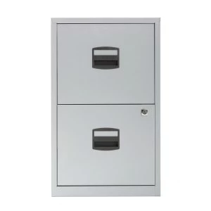 Bisley 2 Drawer A4 Metal Filing Cabinet - Silver