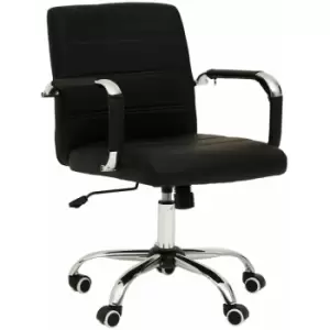 Brent Black Leather Effect And Chrome Home Office Chair - Premier Housewares