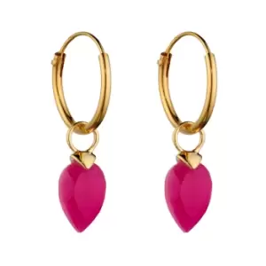 Candy Kite Gold Plated Silver October Birthstone Chalcedony Hoop Earrings