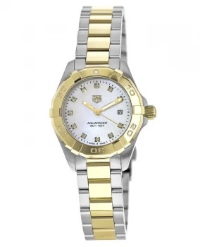 Tag Heuer Aquaracer Lady 300M 27MM Yellow Gold & Steel Diamond Dial Womens Watch WBD1422.BB0321 WBD1422.BB0321