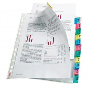 Index with 12 Tabbed Pockets A4 Polypropylene - Glass Clear - Outer Carton of 10