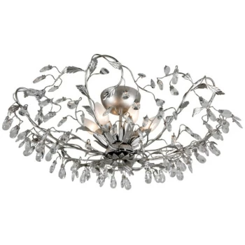 Linea Verdace Langelo 6 Light Glass & Crystal Ceiling Light Brushed Silver
