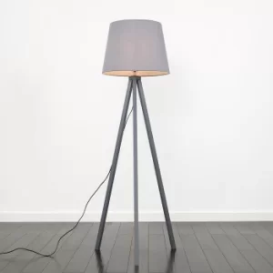 Barbro Grey Tripod Floor Lamp With XL Grey Shade
