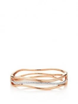 Buckley London Bayswater Two Tone Rose Silver Bangle With Free Gift Bag