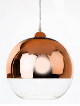 1 Light Globe Ceiling Pendant Copper and Clear Glass, E27