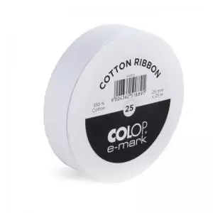 COLOP e-mark Ribbon - 100 White Cotton - 25mm x 25m
